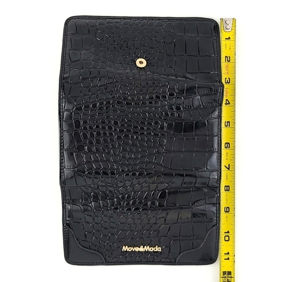 Move&Moda Black Patent Mock-Croc Trifold Wallet  Clutch - Picture 12 of 13